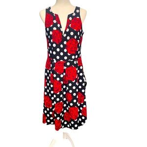 ANGVNS Polka Dot Rose Sleeveless A Line Dress